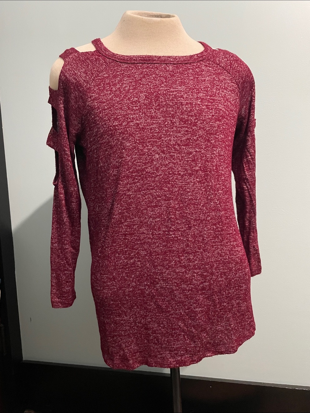 Occasion Cold Shoulder Sweater Large Maroon